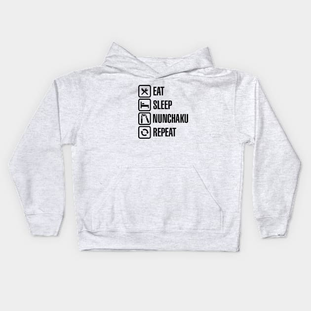 Eat Sleep Nunchaku Repeat Kids Hoodie by LaundryFactory